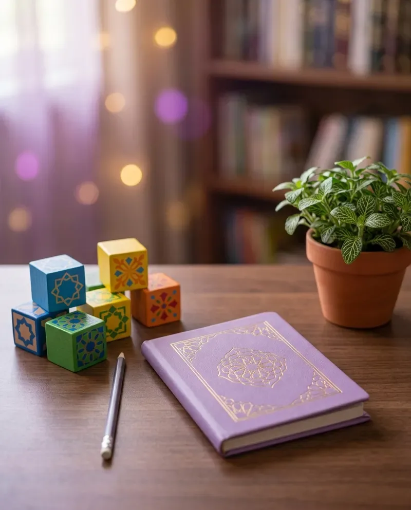 Noorani Qaida online course for kids with Quran and colourful blocks