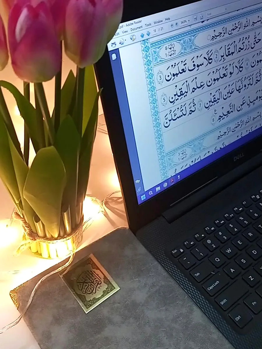 Online Tajweed course: Quran with Tajweed on a laptop screen